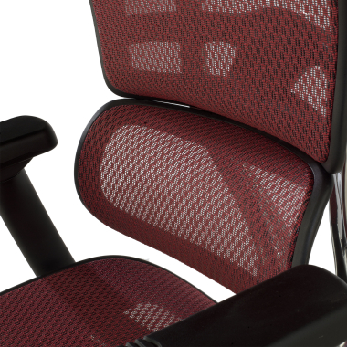 chaise ergonomique rouge structure noire rouge maille accoudoirs reglables 5d appui tete 9