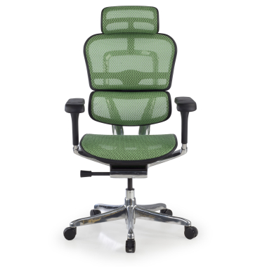 chaise ergonomique vert structure noire rouge maille accoudoirs reglables 5d appui tete 3