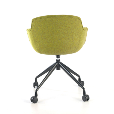 chaise de conference noir vert giratoire avec roulettes tissu accoudoirs rembourres 4