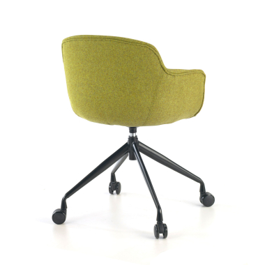 chaise de conference noir vert giratoire avec roulettes tissu accoudoirs rembourres 7