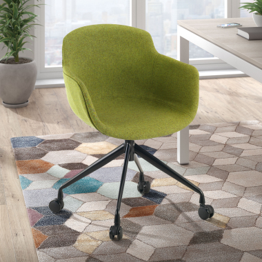 chaise de conference noir vert giratoire avec roulettes tissu accoudoirs rembourres 2