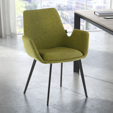 chaise de conference noir vert 4 pattes tissu accoudoirs rembourres 2