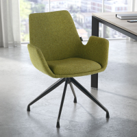 Chaise Réunion Glamm, rembourrage épais, pieds en graphite noir