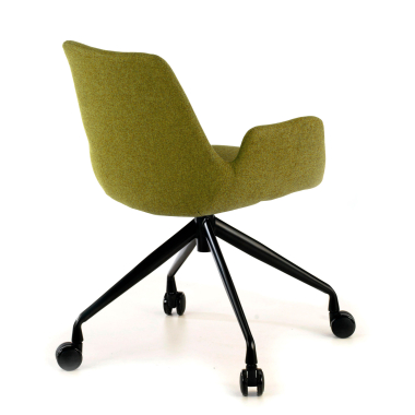 chaise de conference noir vert giratoire avec roulettes tissu accoudoirs rembourres 4