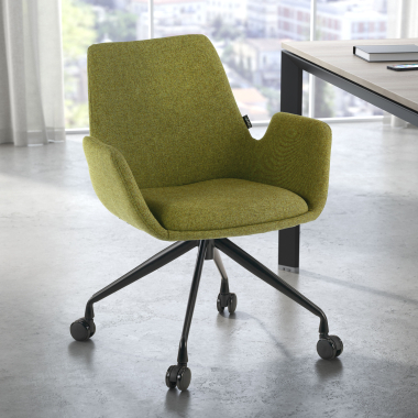 chaise de conference noir vert giratoire avec roulettes tissu accoudoirs rembourres 2