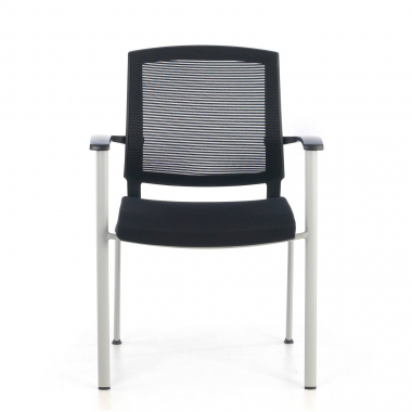 chaise visiteur noir adam maille accoudoirs fixes 3