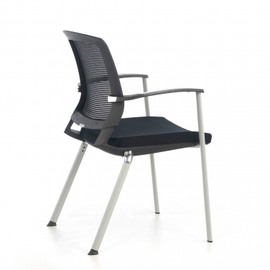 chaise visiteur noir adam maille accoudoirs fixes 7