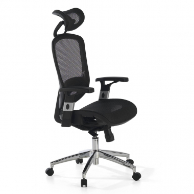chaise de bureau noir flex maille accoudoirs mobiles soutien lombaire appui tete 1