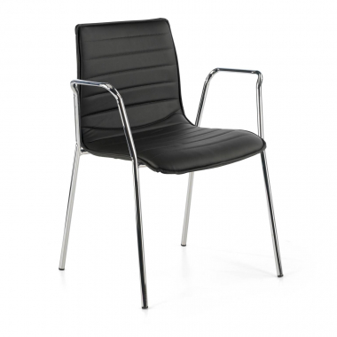 chaise visiteur noir avec des bras simil cuir accoudoirs fixes 1