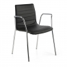Chaise Visiteur Alisa avec accoudoirs, Structure chromée, Cuir