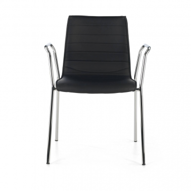 chaise visiteur noir avec des bras simil cuir accoudoirs fixes 3