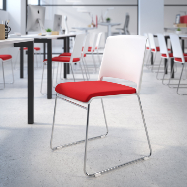 chaise de conference blanc rouge sans bras tapissee tissu sans accoudoirs 2