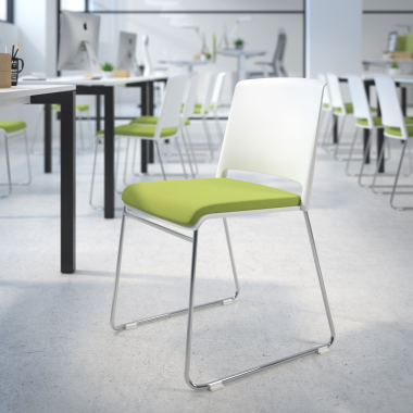 chaise de conference blanc vert sans bras tapissee tissu sans accoudoirs 2