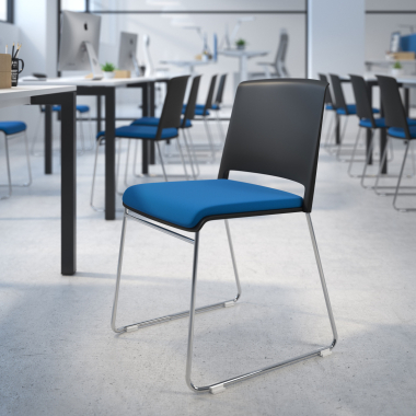 chaise de conference noir bleu sans bras tapissee tissu sans accoudoirs 2