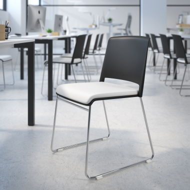 chaise de conference noir blanc sans bras tapissee tissu sans accoudoirs 7