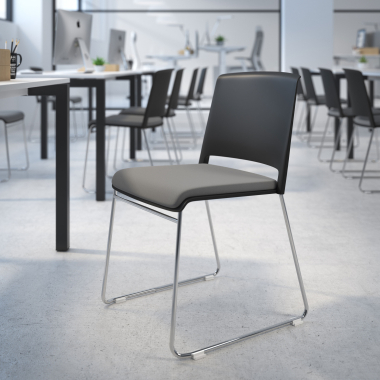 chaise de conference noir gris sans bras tapissee tissu sans accoudoirs 2
