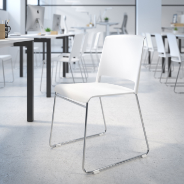 chaise de conference blanc sans bras tissu sans accoudoirs 2