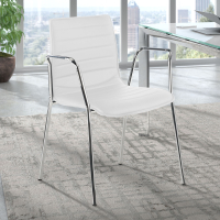Chaise Visiteur Alisa avec accoudoirs, Structure chromée, Cuir