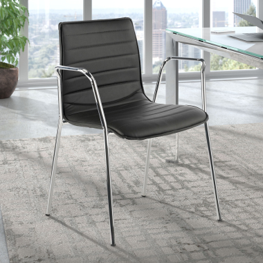 chaise visiteur noir avec des bras simil cuir accoudoirs fixes 2