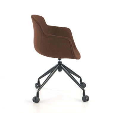 chaise de conference noir marron giratoire avec roulettes tissu accoudoirs rembourres 6