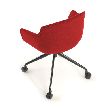 chaise de conference noir rouge giratoire avec roulettes tissu accoudoirs rembourres 5