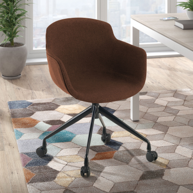 chaise de conference noir marron giratoire avec roulettes tissu accoudoirs rembourres 2
