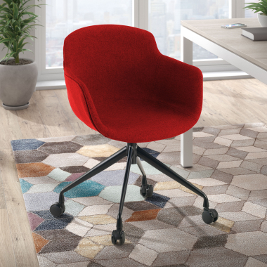 chaise de conference noir rouge giratoire avec roulettes tissu accoudoirs rembourres 2