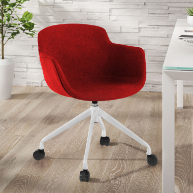 chaise de conference blanc rouge giratoire avec roulettes tissu accoudoirs rembourres 2