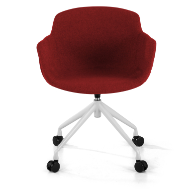 chaise de conference blanc rouge giratoire avec roulettes tissu accoudoirs rembourres 3