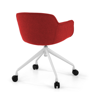 chaise de conference blanc rouge giratoire avec roulettes tissu accoudoirs rembourres 5