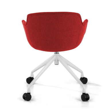 chaise de conference blanc rouge giratoire avec roulettes tissu accoudoirs rembourres 6