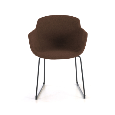 chaise de conference noir marron structure pietement luge maille accoudoirs fixes 3