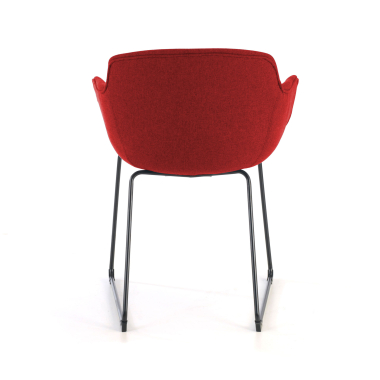 chaise de conference noir rouge structure pietement luge maille accoudoirs fixes 4