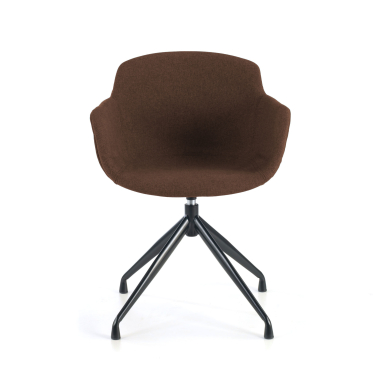 chaise de conference noir marron base pyramide tissu accoudoirs rembourres 3