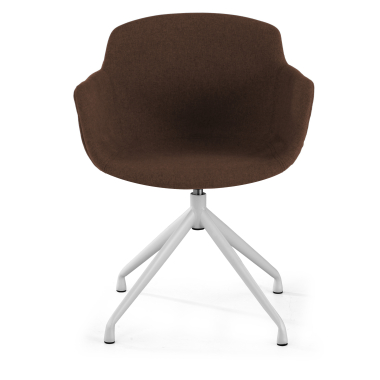 chaise de conference blanc marron base pyramide tissu accoudoirs rembourres 3