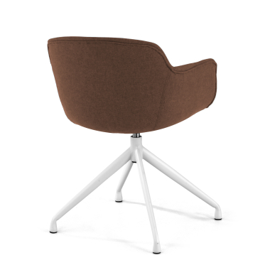 chaise de conference blanc marron base pyramide tissu accoudoirs rembourres 5
