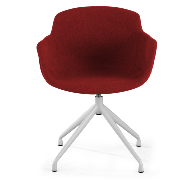 chaise de conference blanc rouge base pyramide tissu accoudoirs rembourres 3