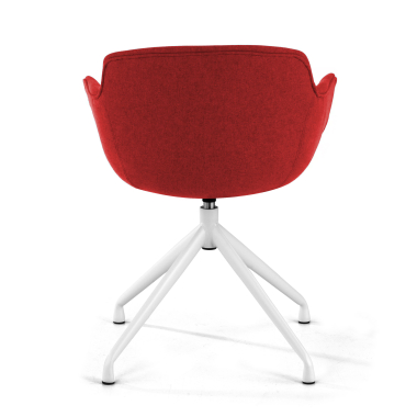 chaise de conference blanc rouge base pyramide tissu accoudoirs rembourres 6