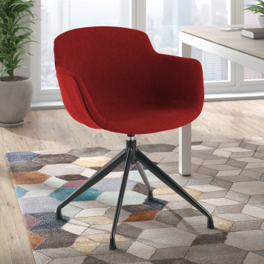 chaise de conference noir rouge base pyramide tissu accoudoirs rembourres 2