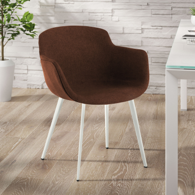 chaise de conference blanc marron 4 pattes tissu accoudoirs rembourres 2
