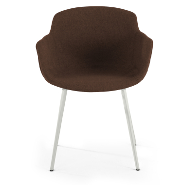 chaise de conference blanc marron 4 pattes tissu accoudoirs rembourres 3