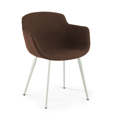 chaise de conference blanc marron 4 pattes tissu accoudoirs rembourres 1