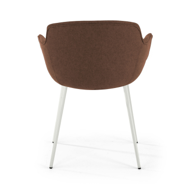 chaise de conference blanc marron 4 pattes tissu accoudoirs rembourres 6