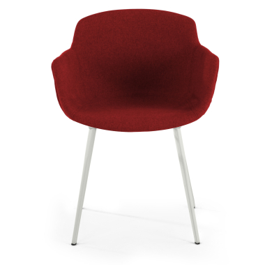 chaise de conference blanc rouge 4 pattes tissu accoudoirs rembourres 3