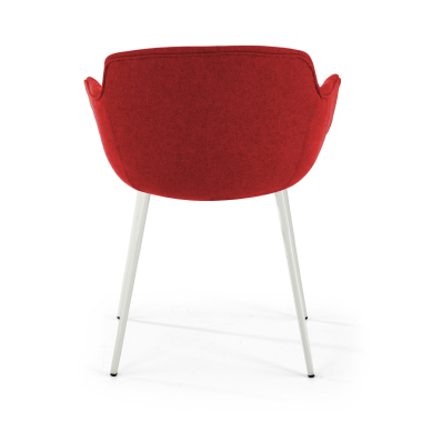 chaise de conference blanc rouge 4 pattes tissu accoudoirs rembourres 6