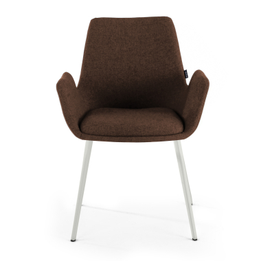 chaise de conference blanc marron 4 pattes tissu accoudoirs rembourres 3