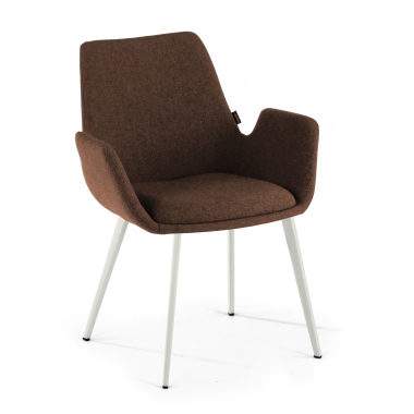 chaise de conference blanc marron 4 pattes tissu accoudoirs rembourres 1