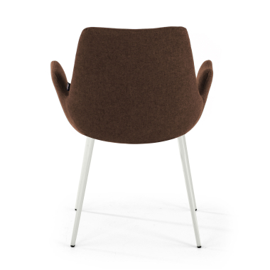 chaise de conference blanc marron 4 pattes tissu accoudoirs rembourres 6