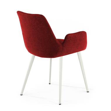chaise de conference blanc rouge 4 pattes tissu accoudoirs rembourres 5