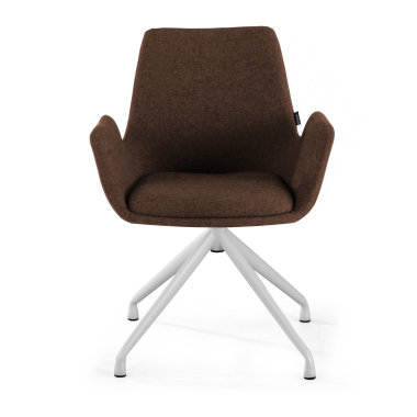 chaise de conference blanc marron pivotante tissu accoudoirs rembourres 3